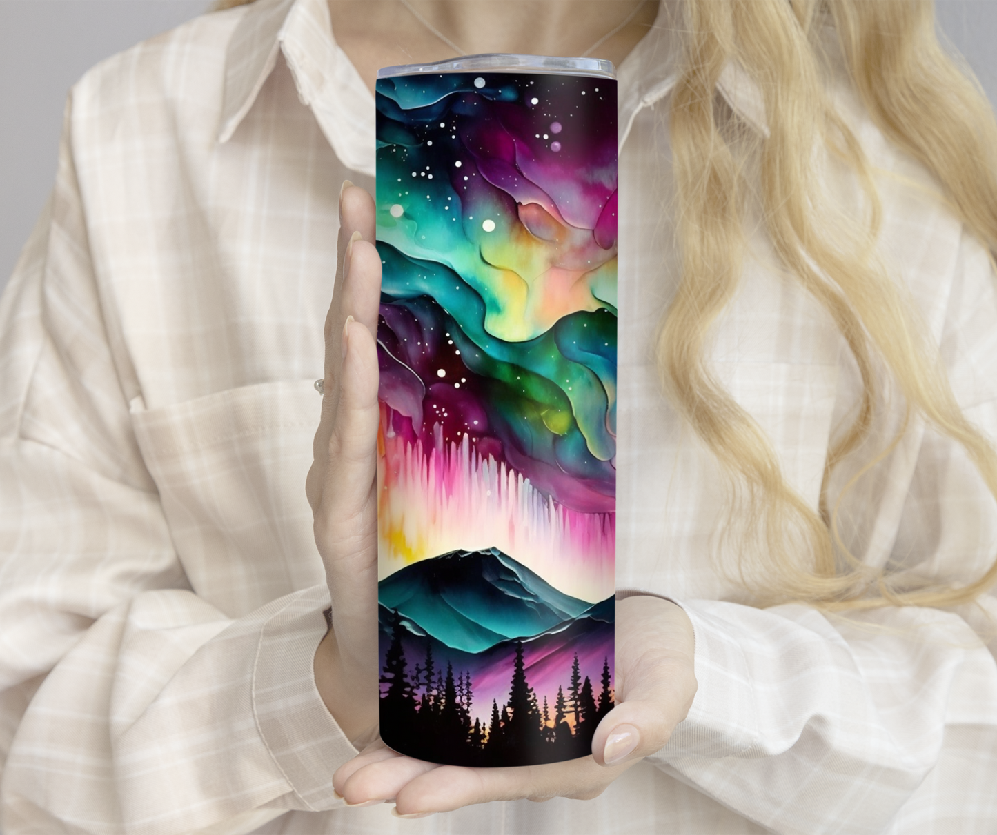 Alcohol Ink Sky Mountain and Woods 20oz Tumbler