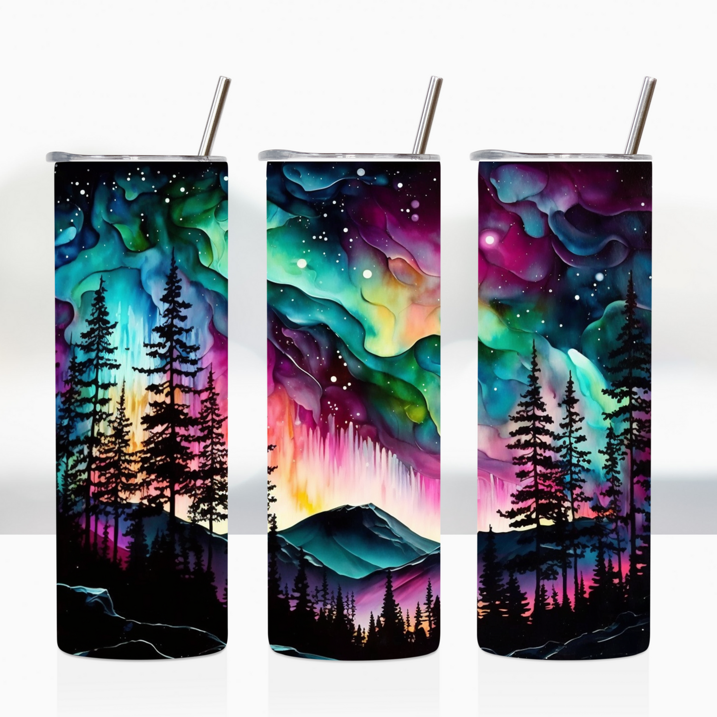 Alcohol Ink Sky Mountain and Woods 20oz Tumbler