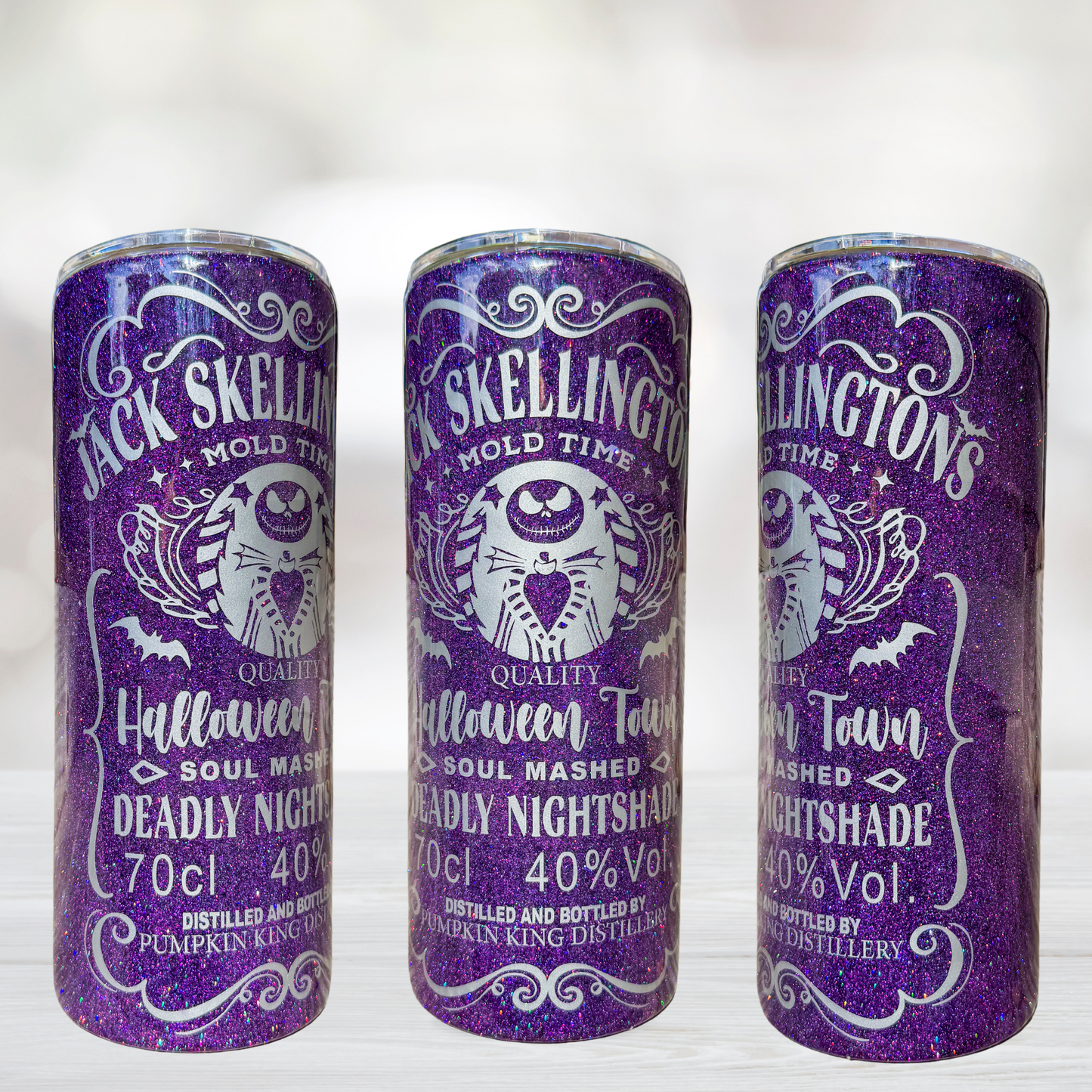 30oz Purple Glitter Jack Skellington Tumbler