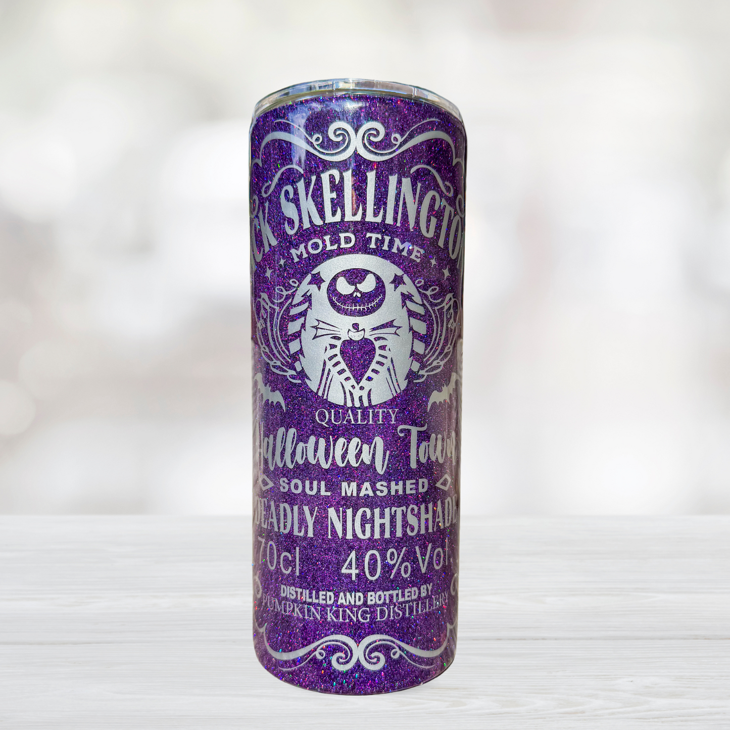 30oz Purple Glitter Jack Skellington Tumbler