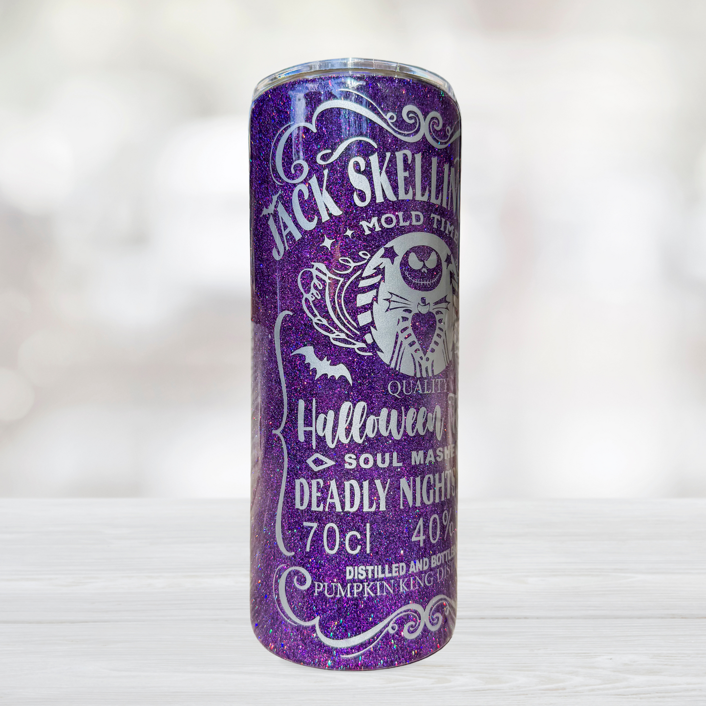 30oz Purple Glitter Jack Skellington Tumbler