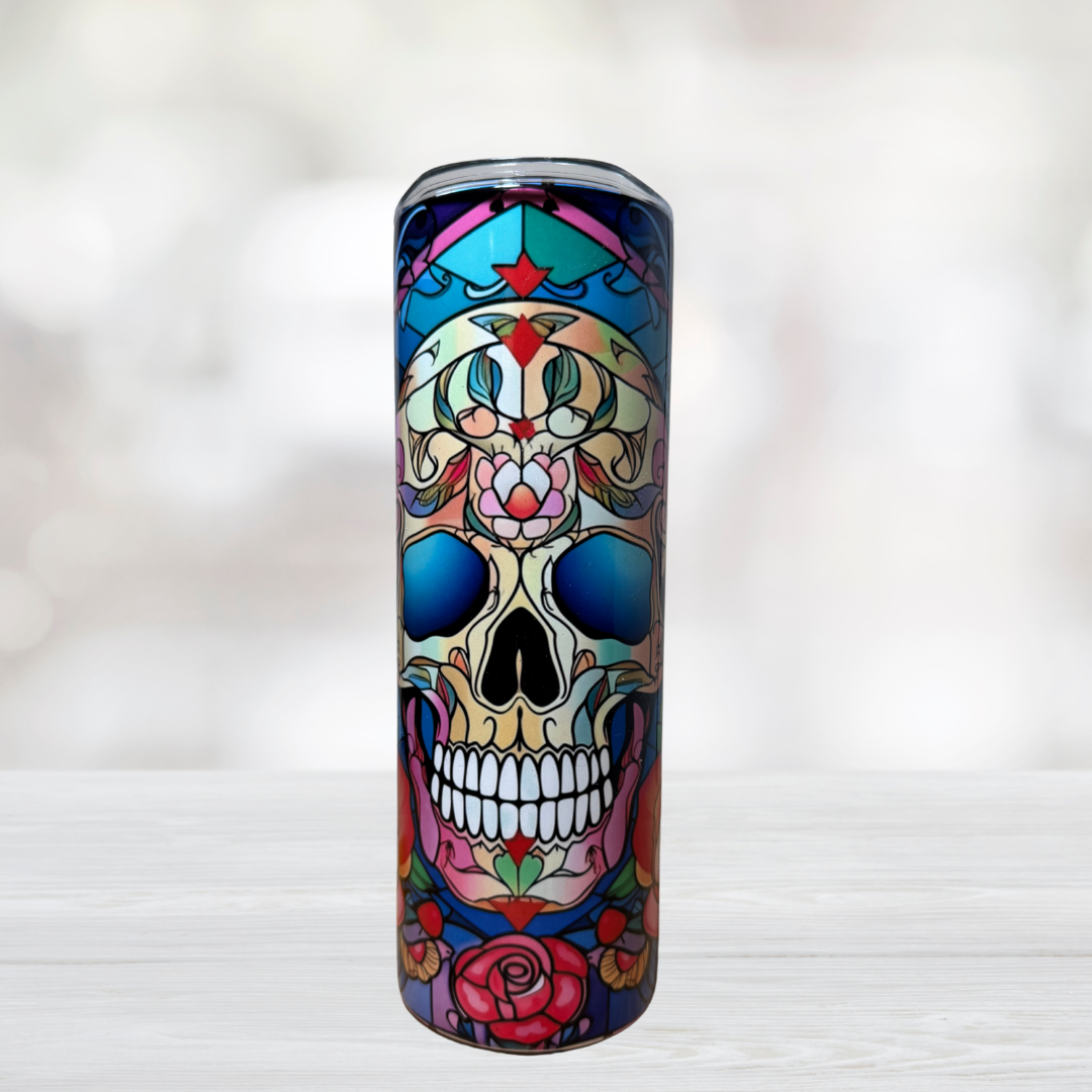 Stained Glass Colorful Skull 20oz Tumbler