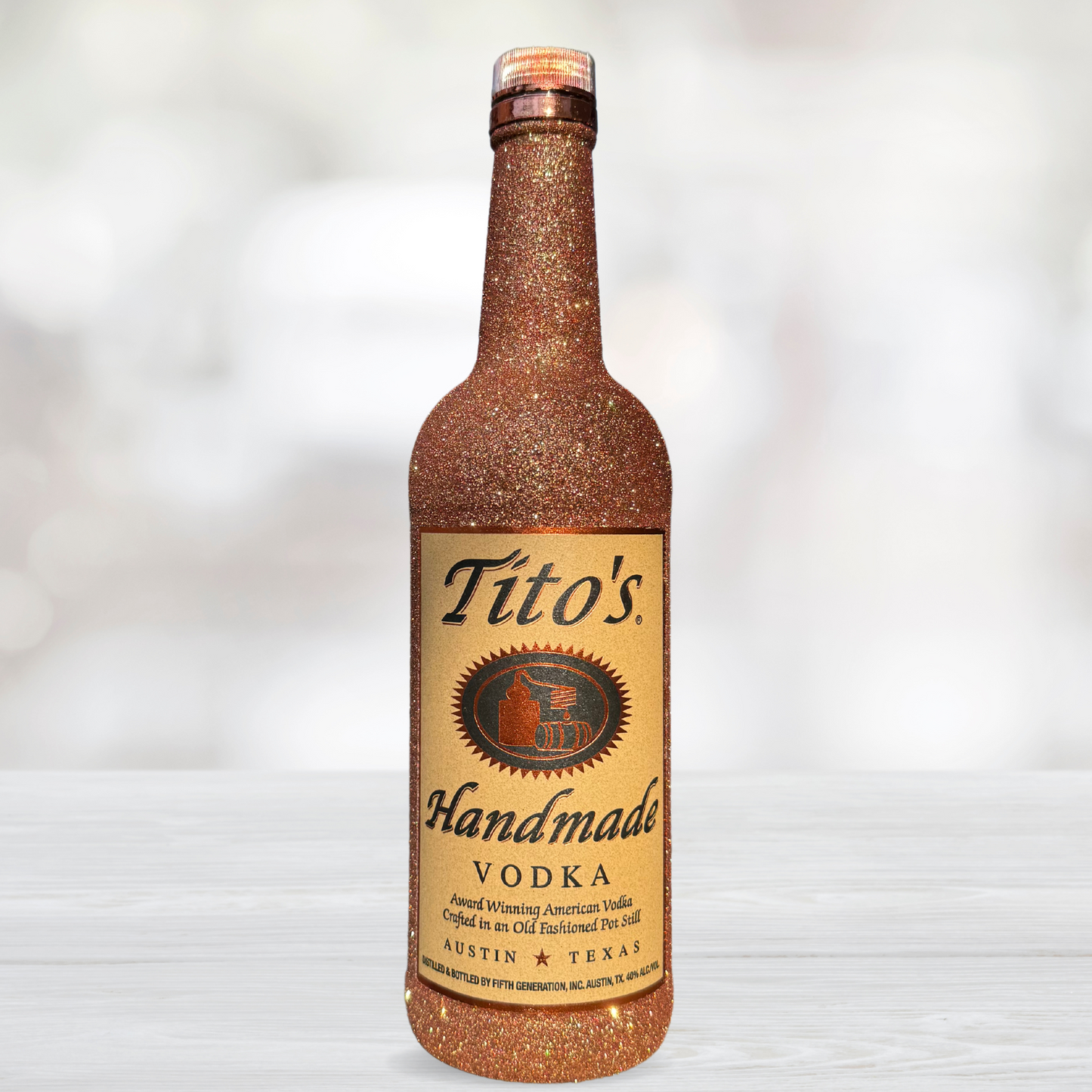 Decorative Copper Glitter Titos Bottle