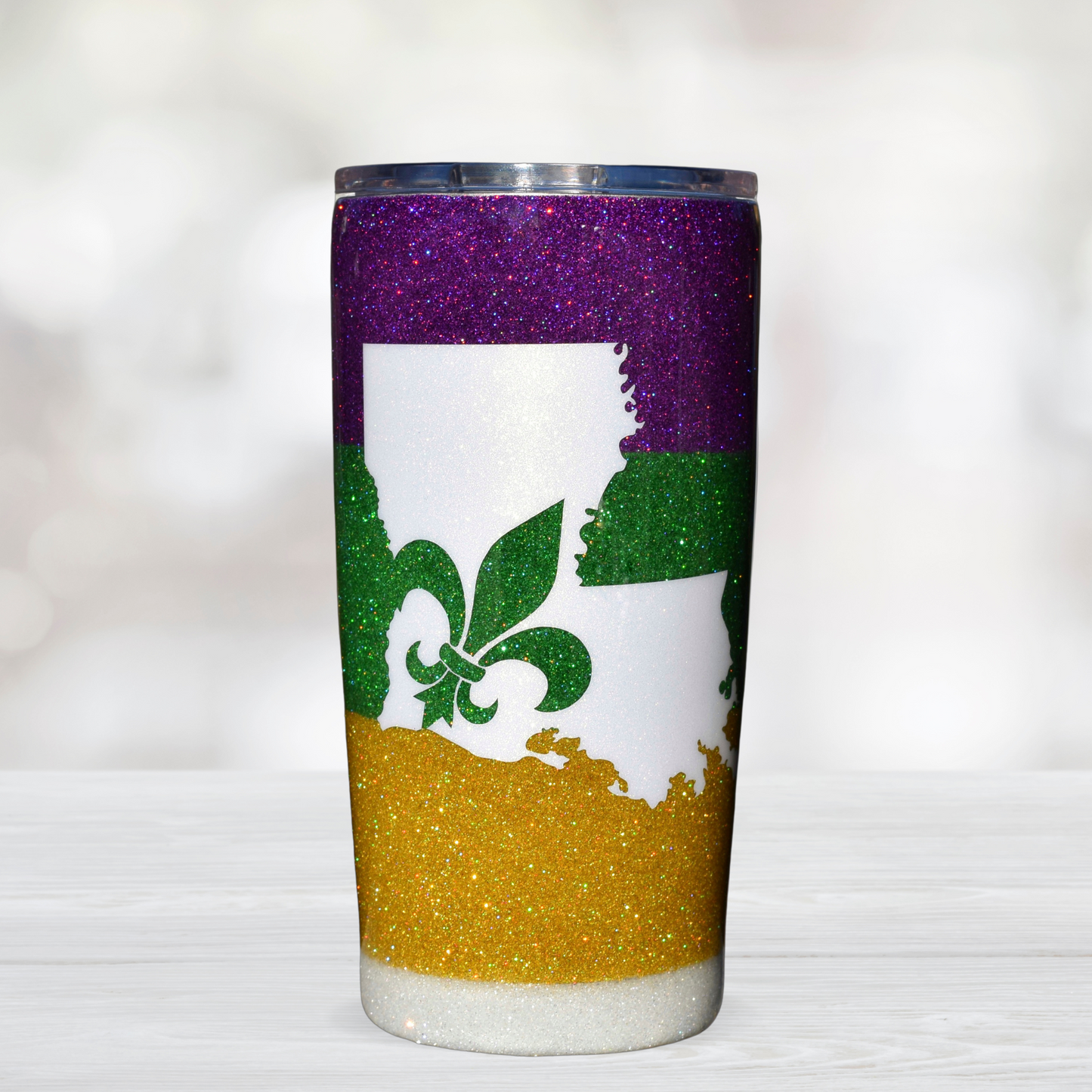 Glitter Louisiana Fleur De Lis Mardi Gras Tumbler