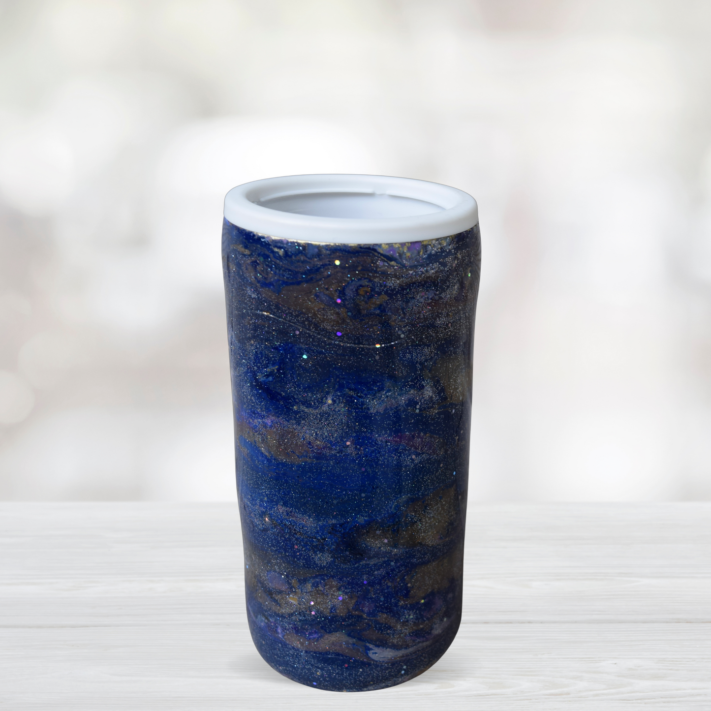Blue Galaxy Swirl Slim Can Tumbler