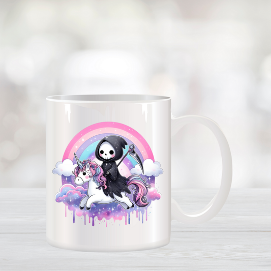 Rainbow Unicorn Grim Reaper Coffee Mug