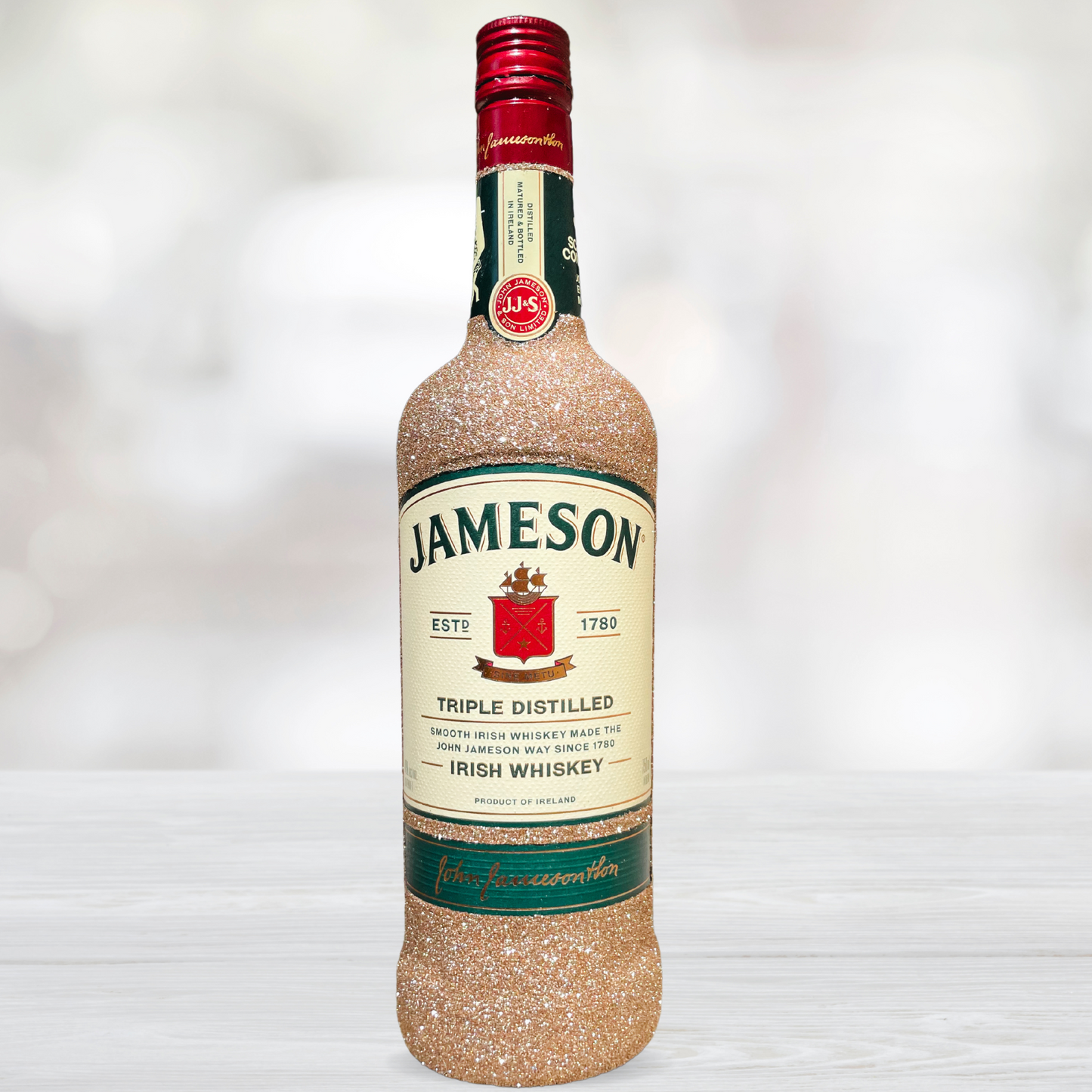 Decorative Champagne Gold Glitter Jameson Bottle