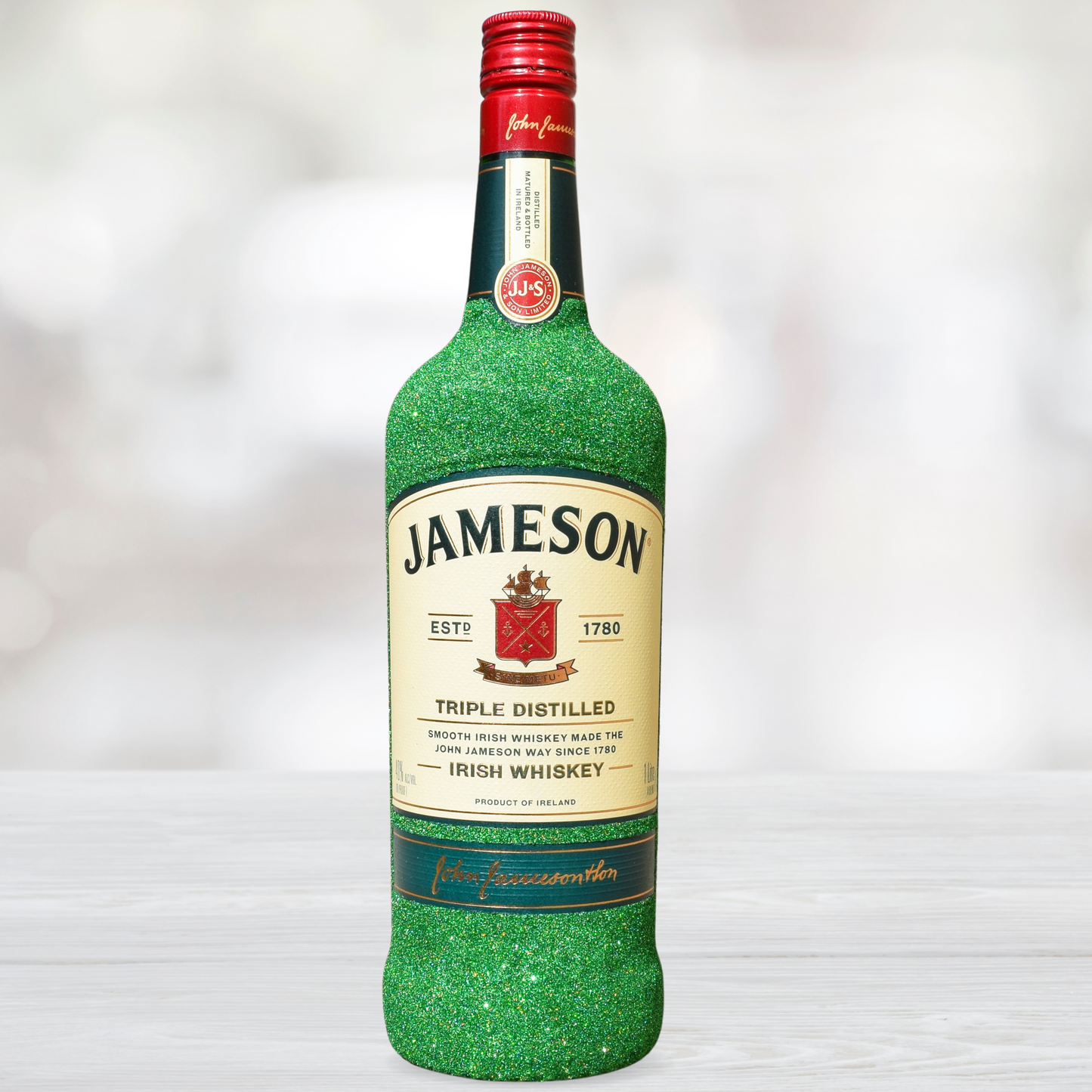 Decorative Green Glitter Jameson Bottle