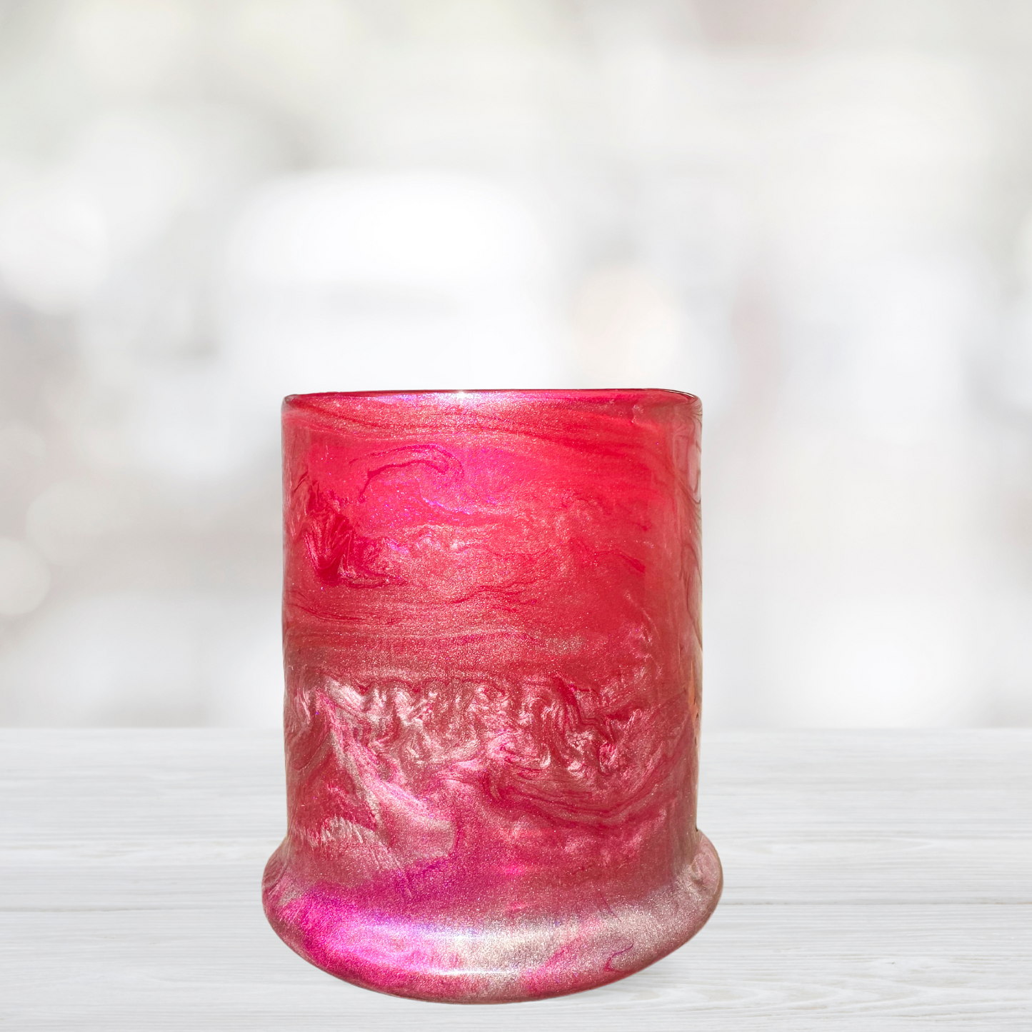 Pink and Rose Gold Alcohol Ink Candle Holder