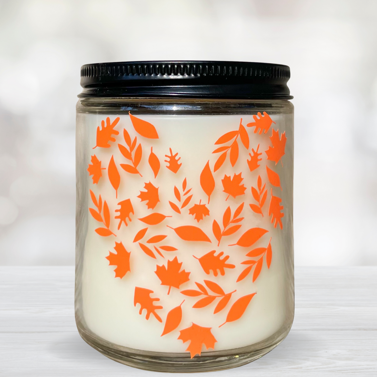 Fall Leaves Heart Fall Season Scented Candle