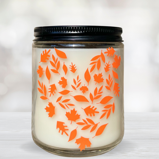 Fall Leaves Heart Fall Season Scented Candle