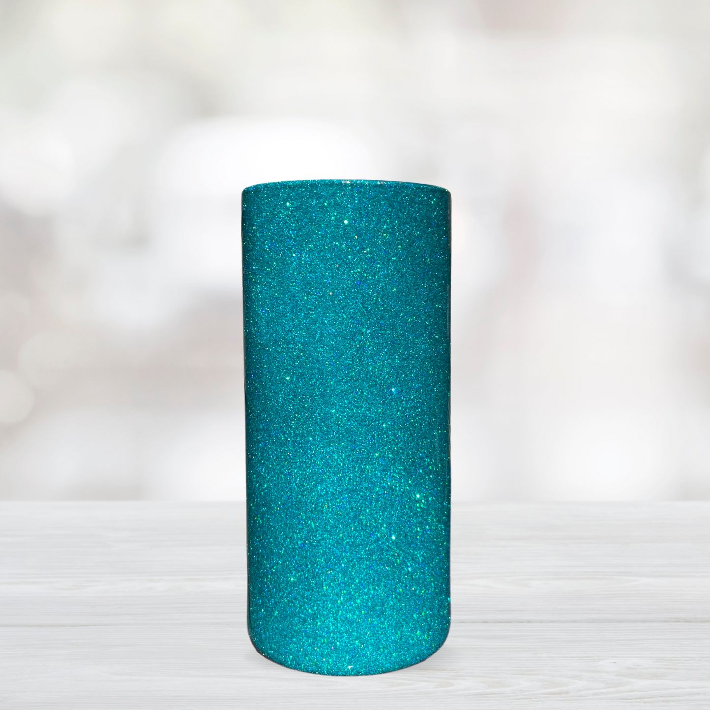 Teal Glitter Flower Vase