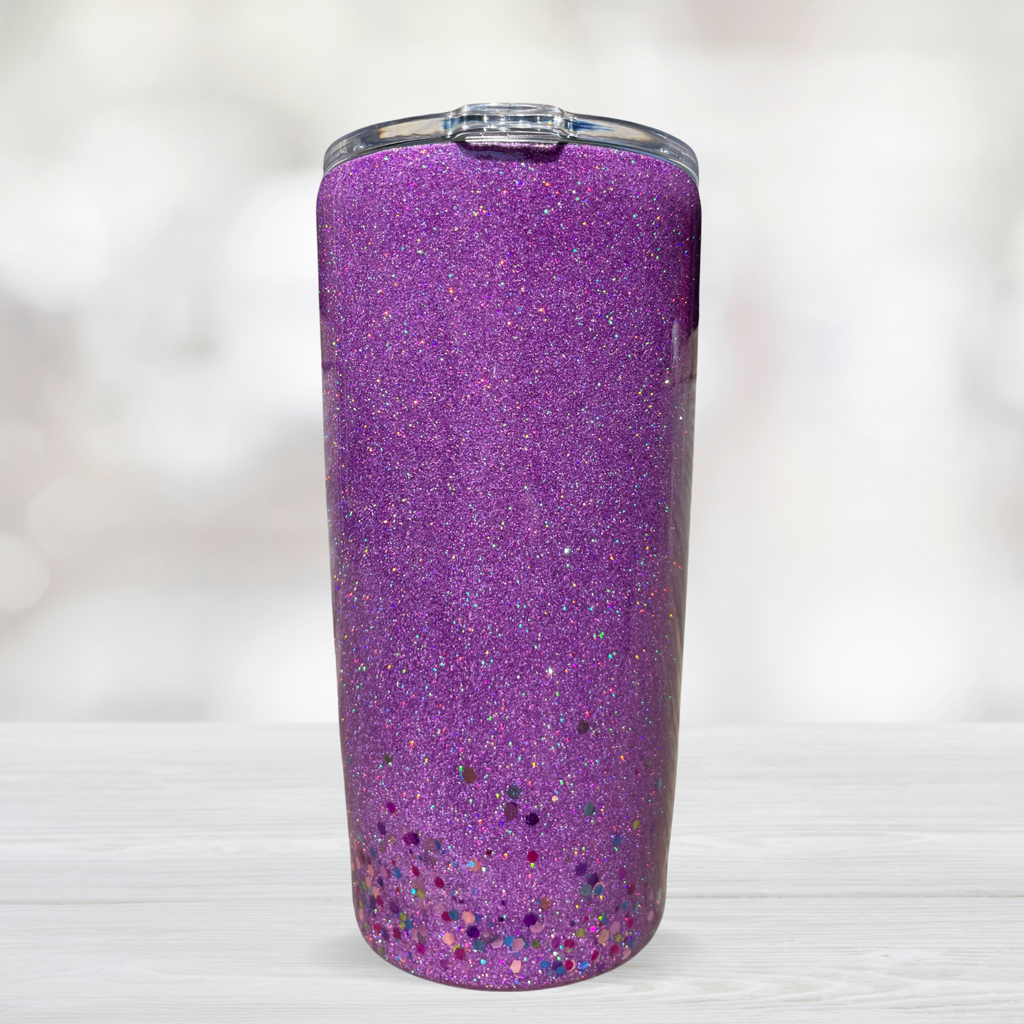 Inhale Peace, Exhale Chaos Purple Confetti Glitter Tumbler