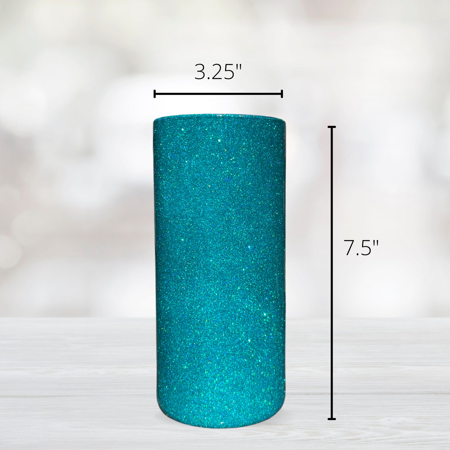 Teal Glitter Flower Vase