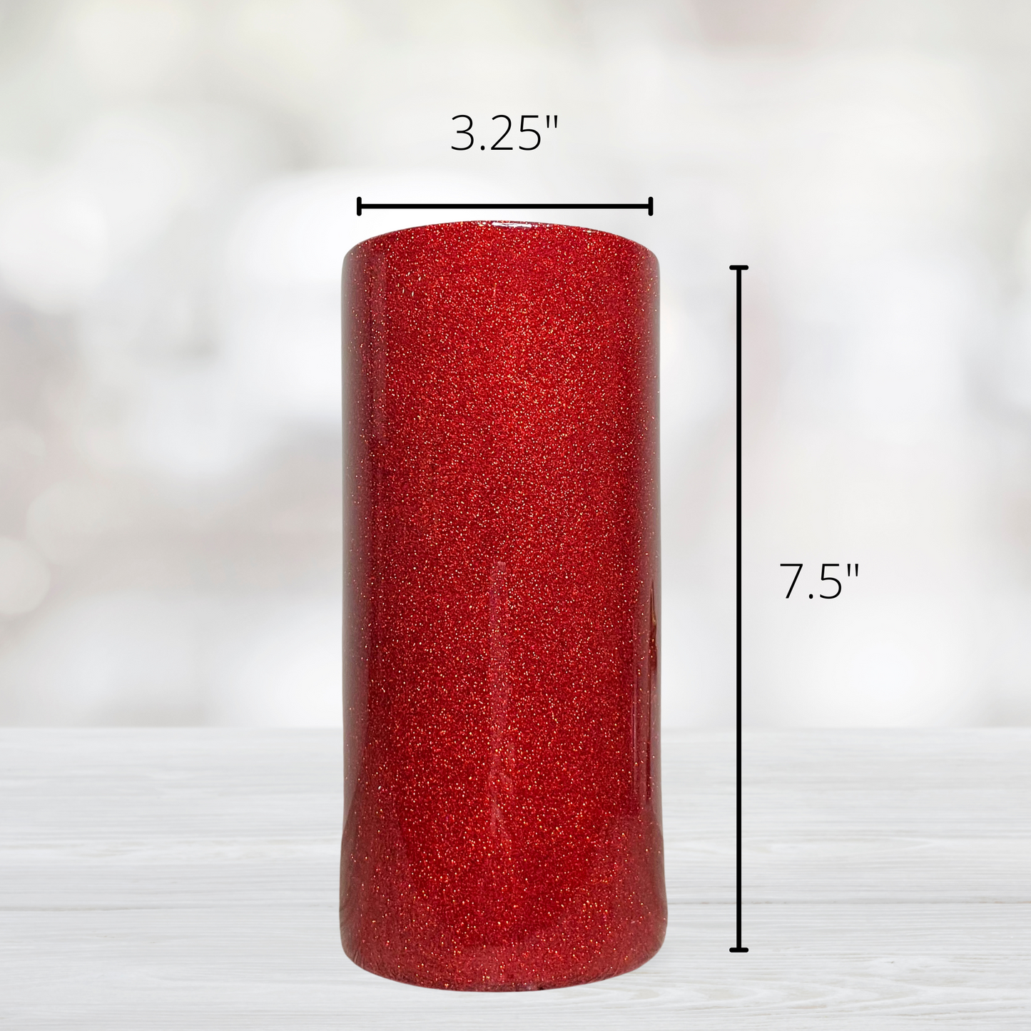 Red Glitter Flower Vase