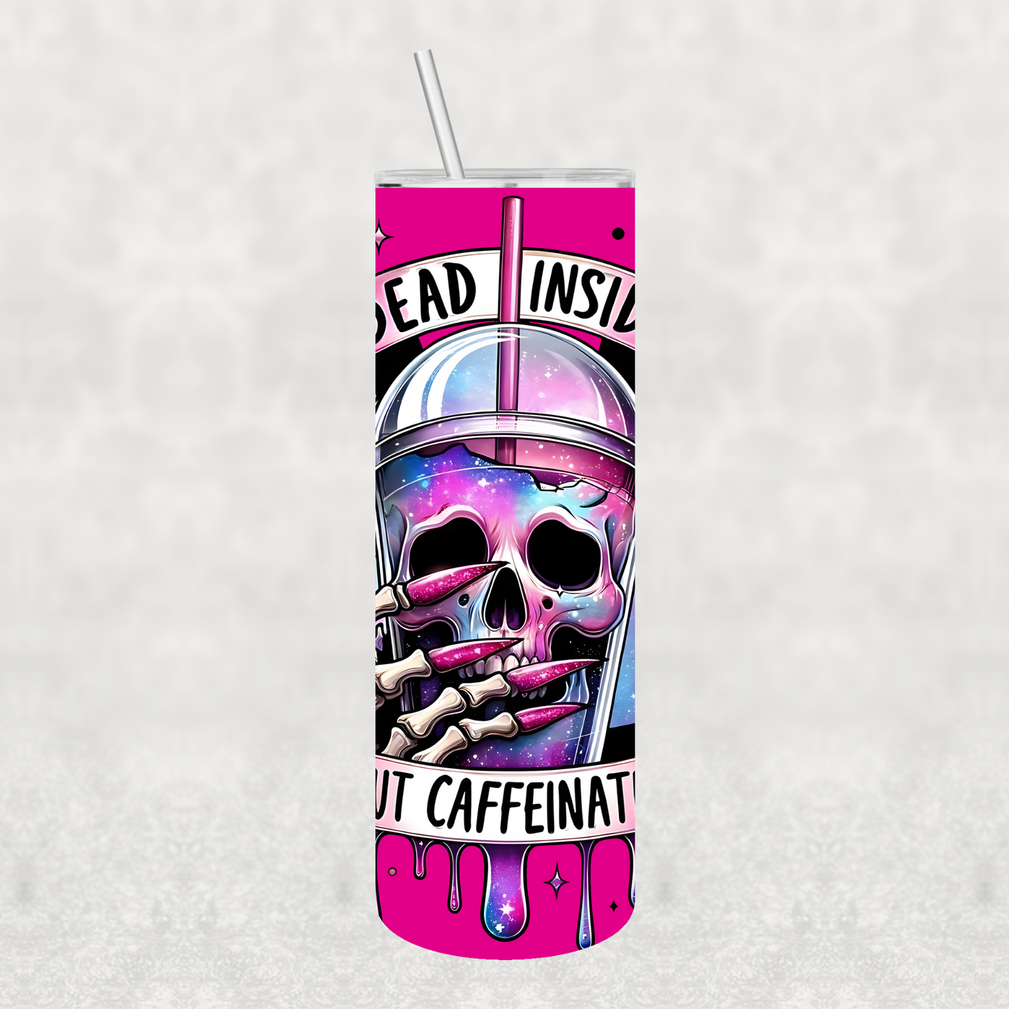 Dead Inside But Caffeinated Pink 20oz Tumbler