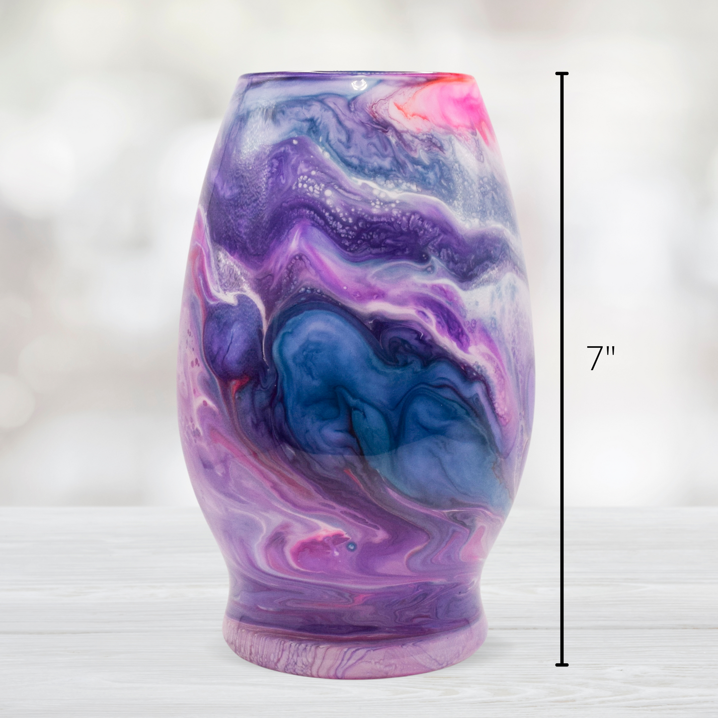 Pastel Watercolor Alcohol Ink 7" Vase