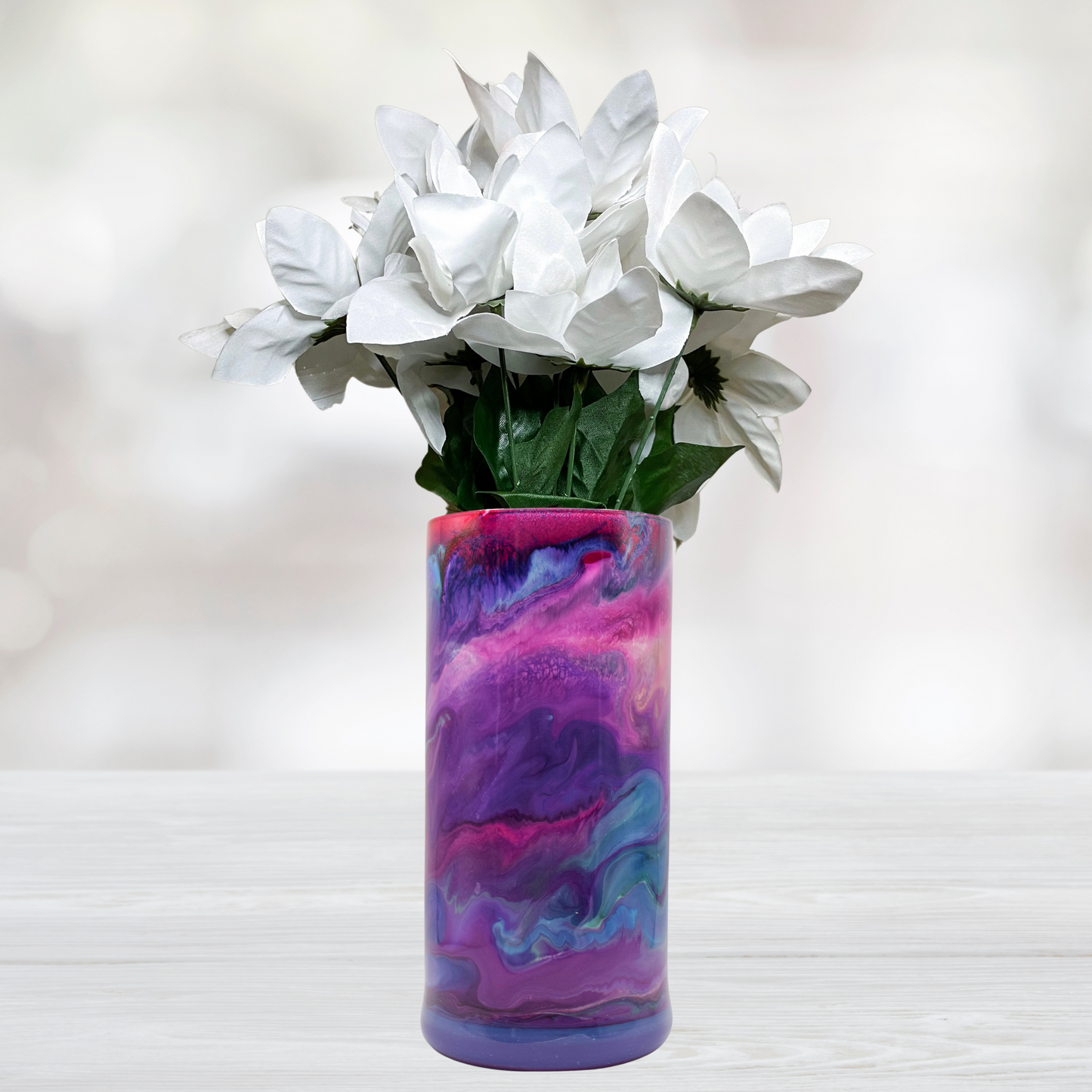 Watercolor Alcohol Ink 7.5" Flower Vase