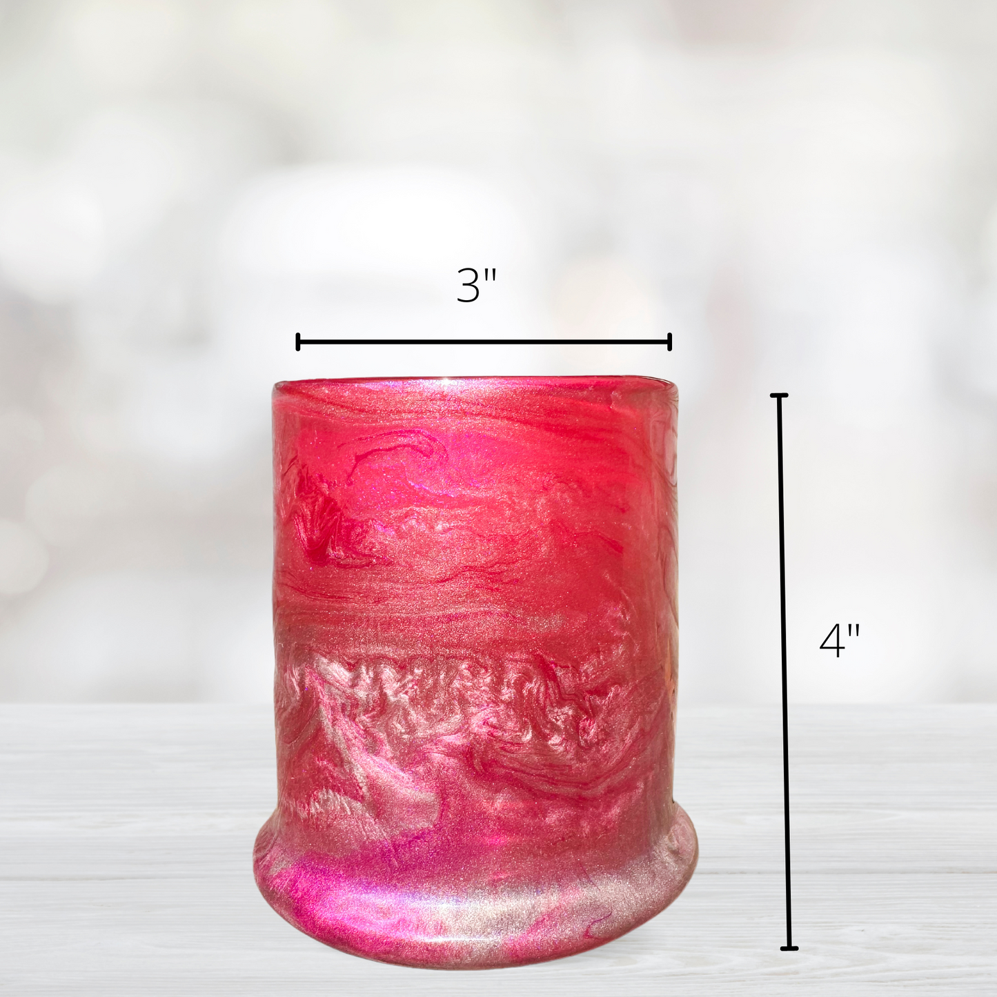 Pink and Rose Gold Alcohol Ink Candle Holder