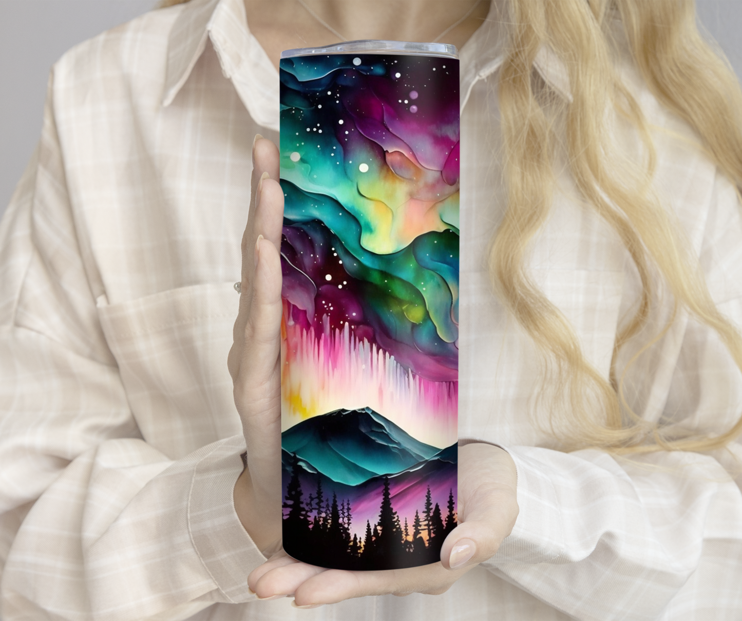 Alcohol Ink Sky Mountain and Woods  20oz Tumbler