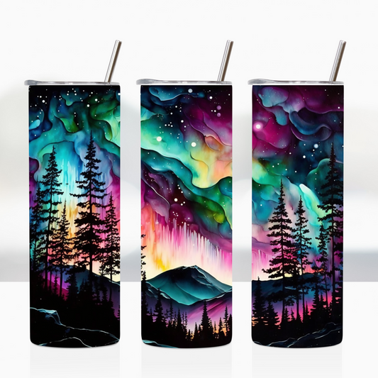 Alcohol Ink Sky Mountain and Woods  20oz Tumbler