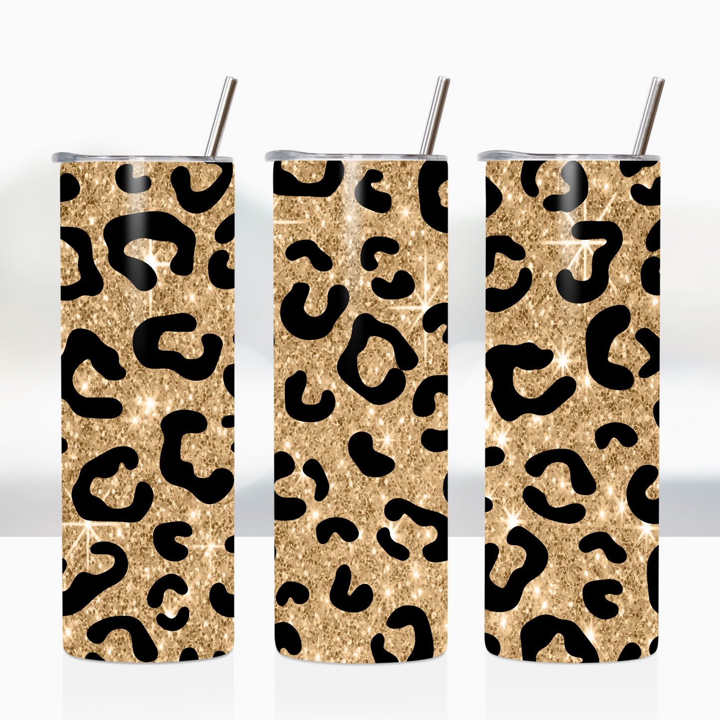 Gold Glitter Cheetah Print 20oz Tumbler