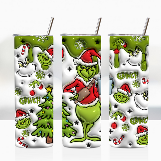 3D Inflated Grinch Christmas 20oz Tumbler