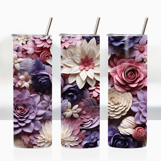 3D Purple Floral 20oz Tumbler