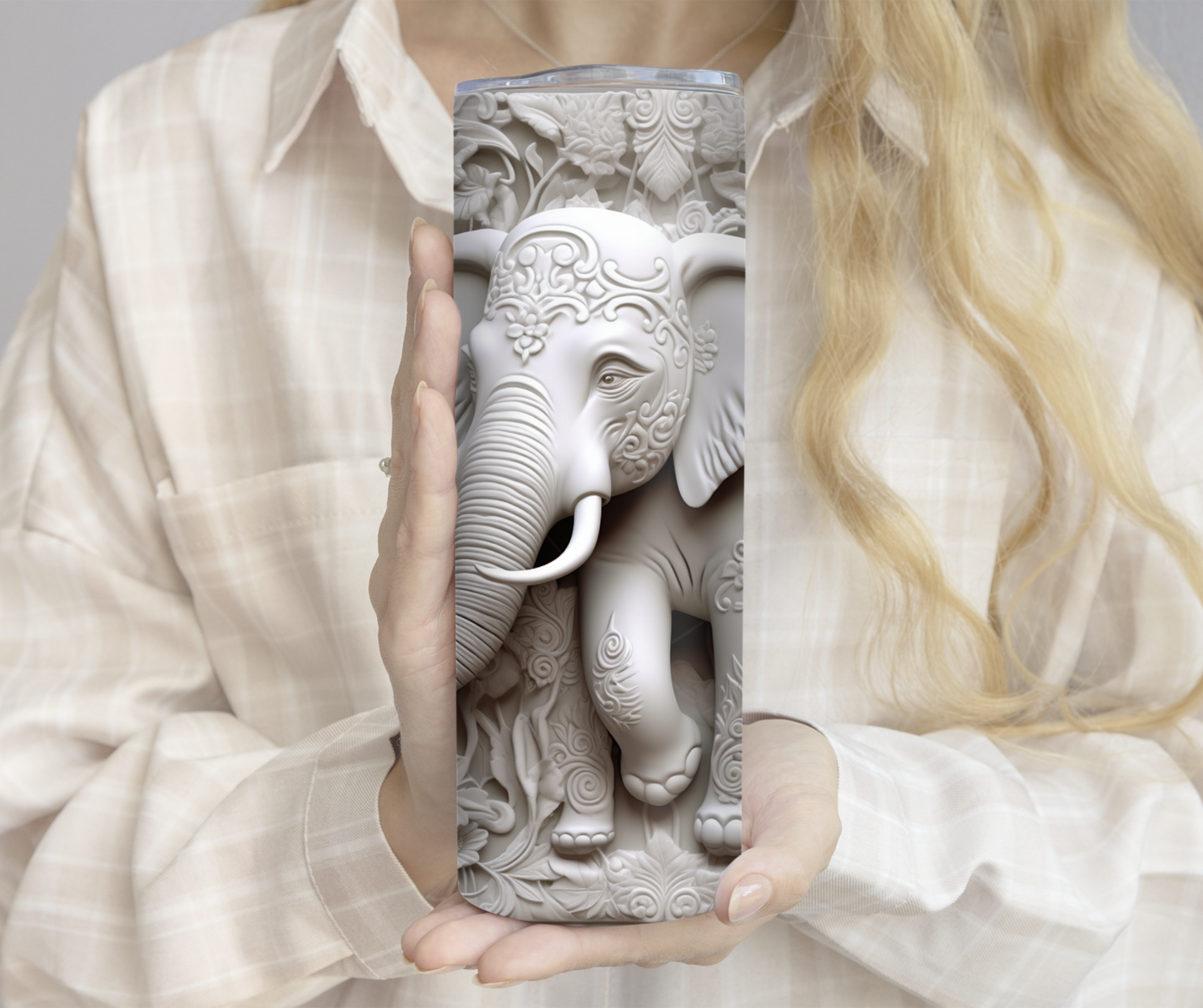 3D Tooled White Elephant 20oz Tumbler