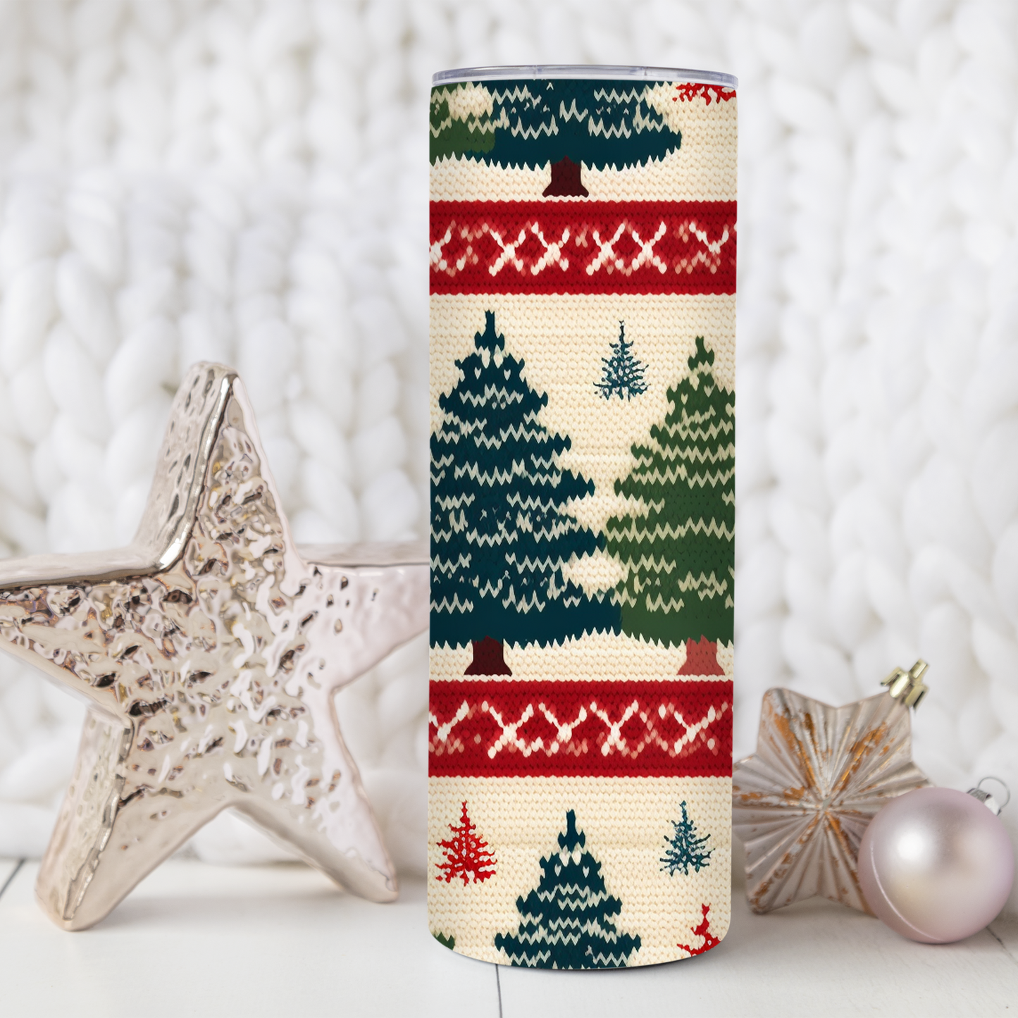 Christmas Tree Tan Ugly Sweater Christmas Tumbler