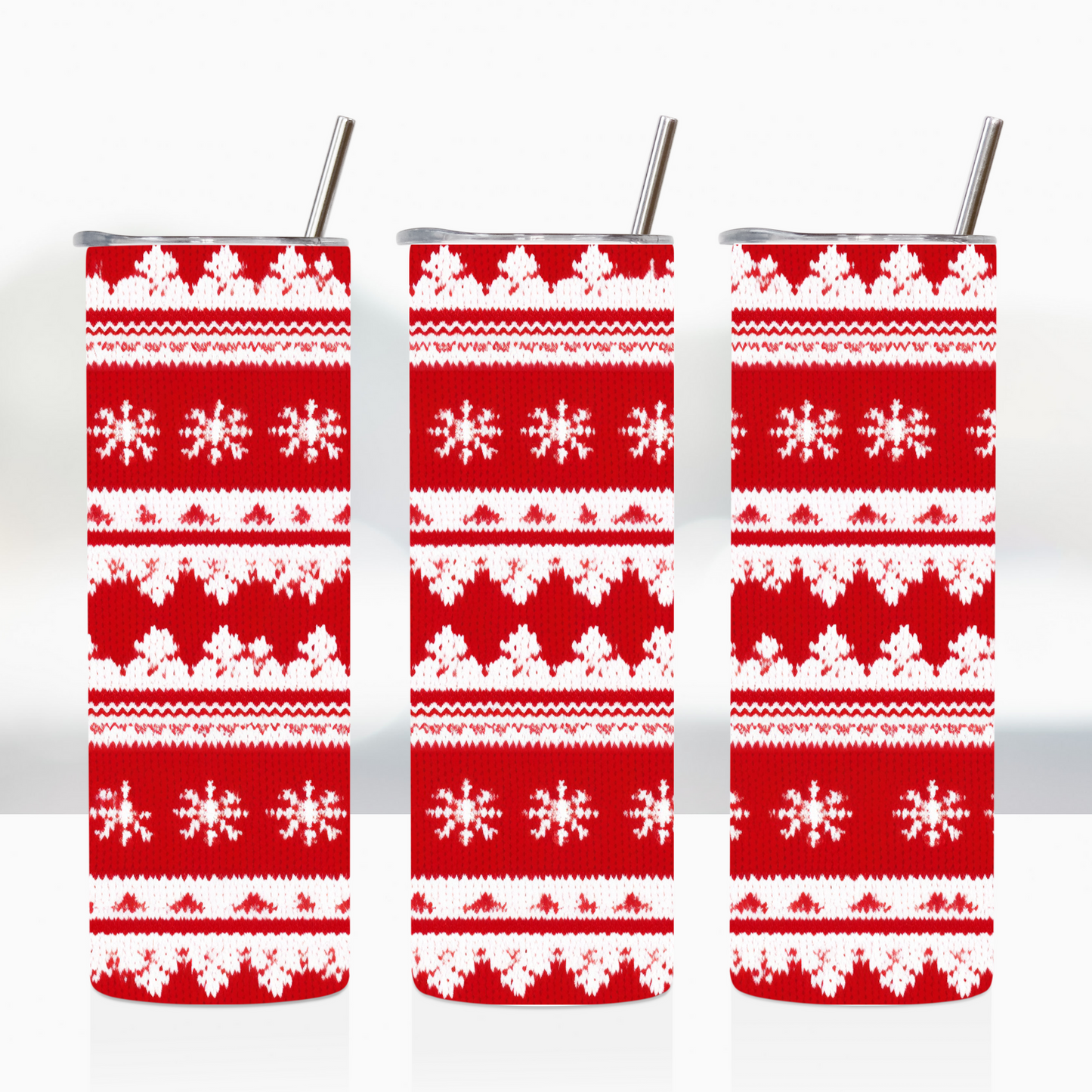 Red Snowflake Ugly Sweater Christmas 20oz Tumbler