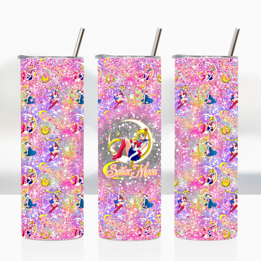 Pink Colorful Sailor Moon 20oz Tumbler