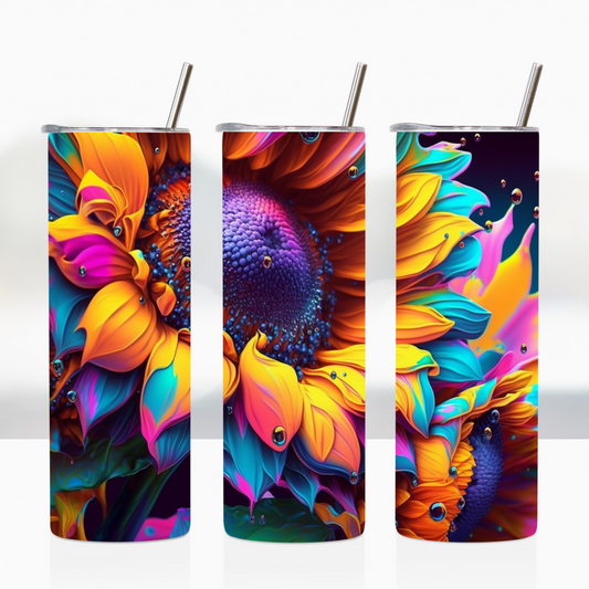 3D Colorful Psychedelic Sunflower 20oz Tumbler