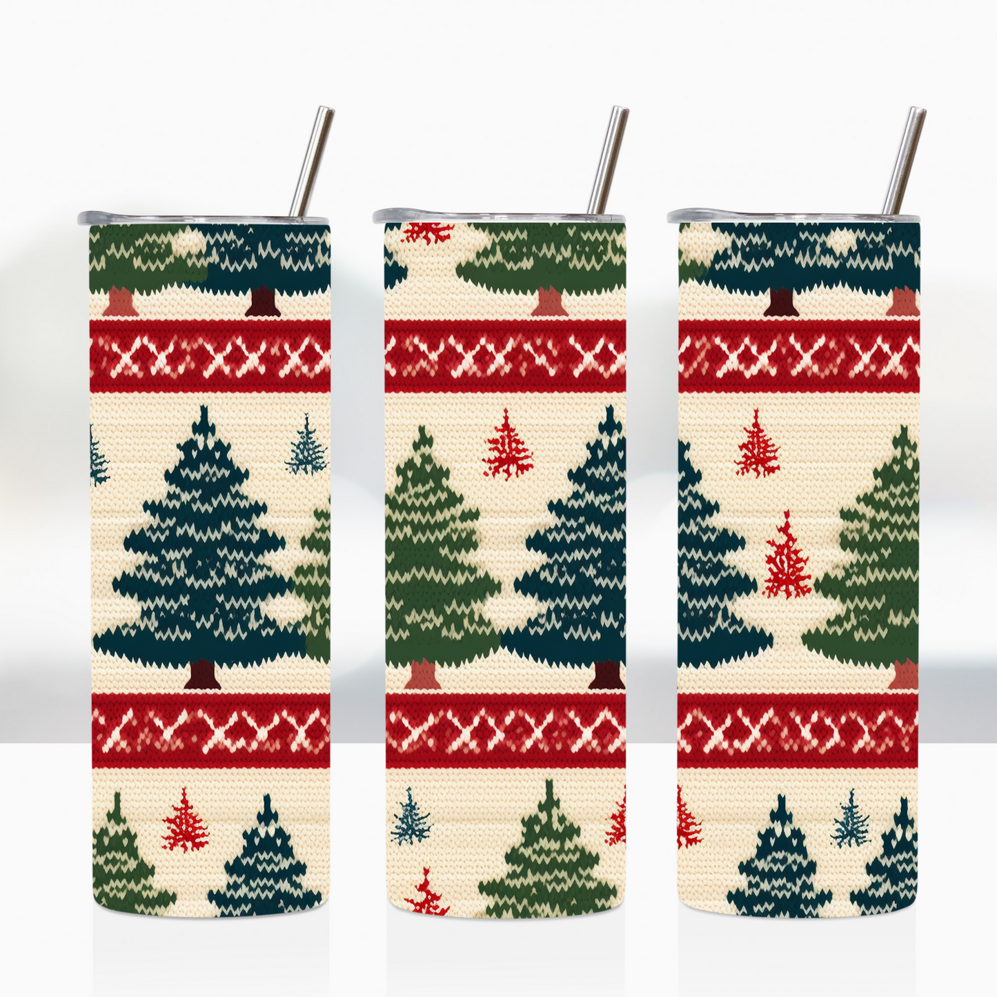 Christmas Tree Tan Ugly Sweater Christmas Tumbler