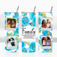 Blue and Gold  Floral Custom Polaroid Photo Family 20oz Tumbler