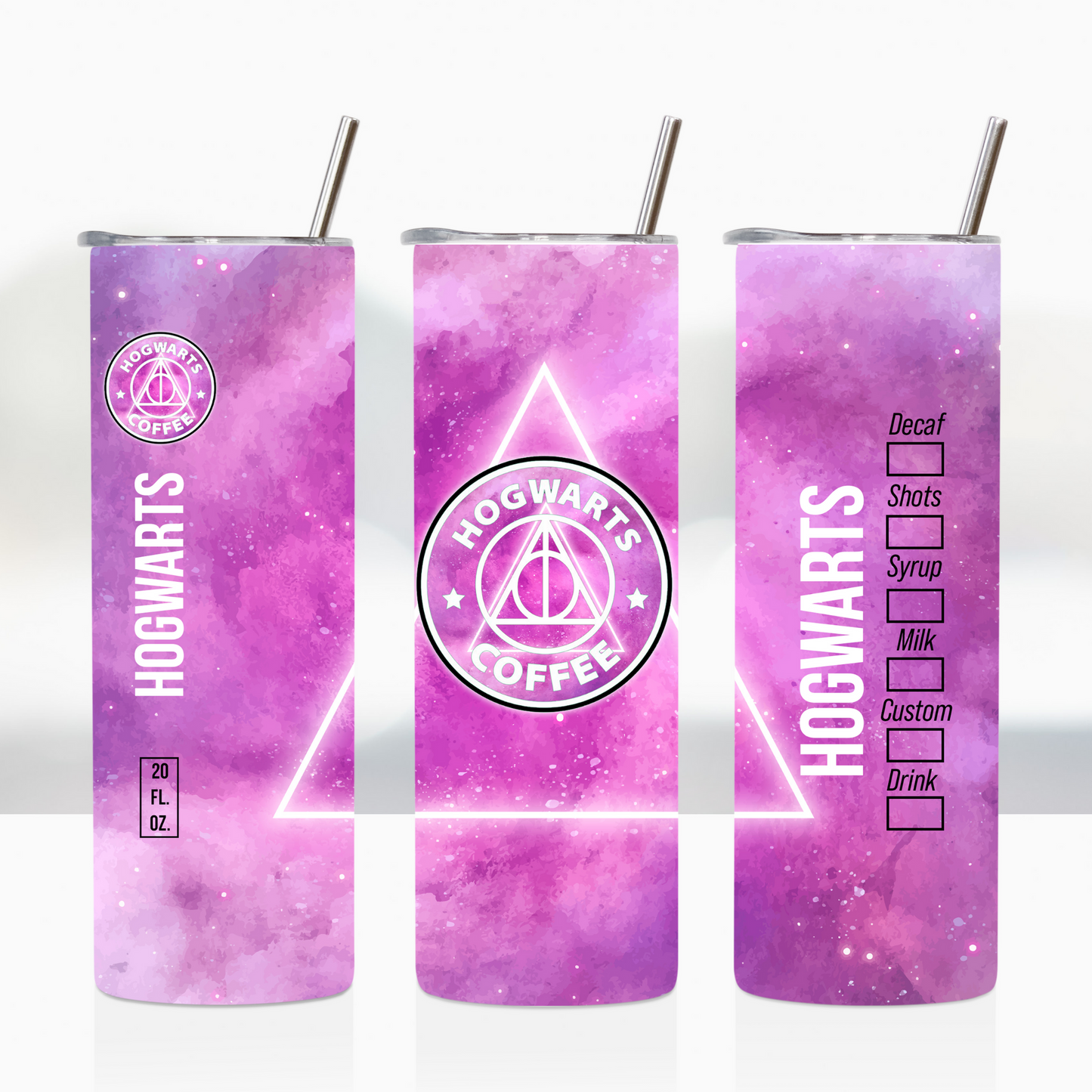 Pink Watercolor Harry Potter Hogwarts Coffee 20oz Tumbler