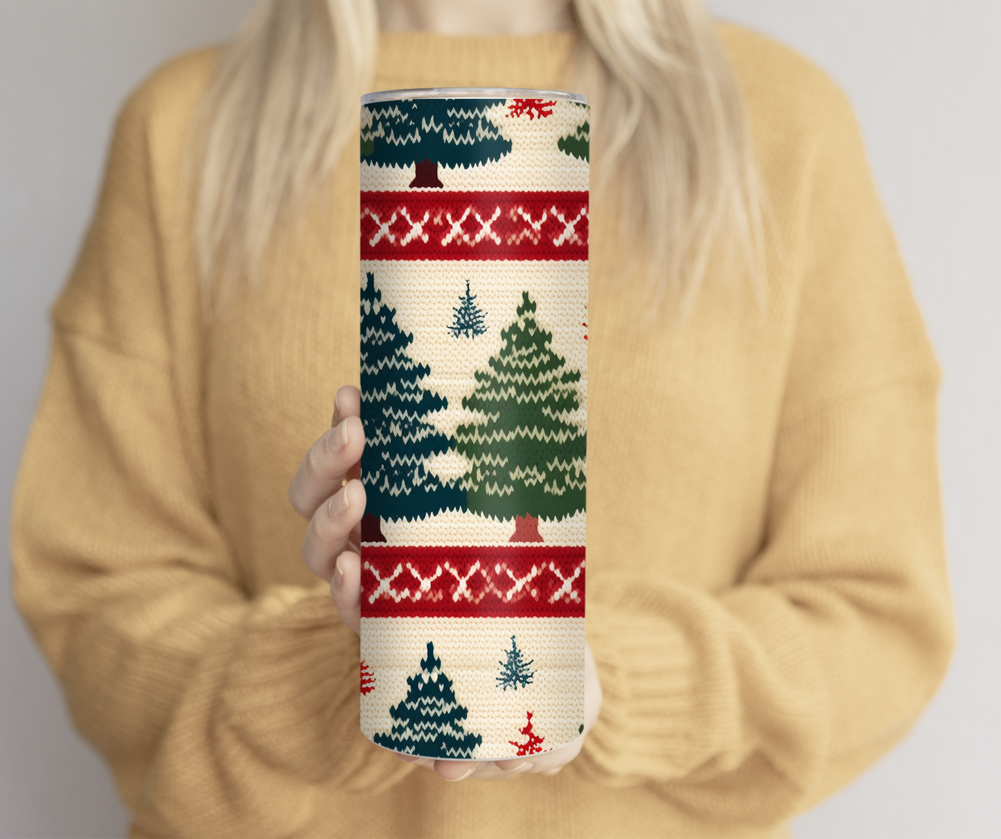 Christmas Tree Tan Ugly Sweater Christmas Tumbler