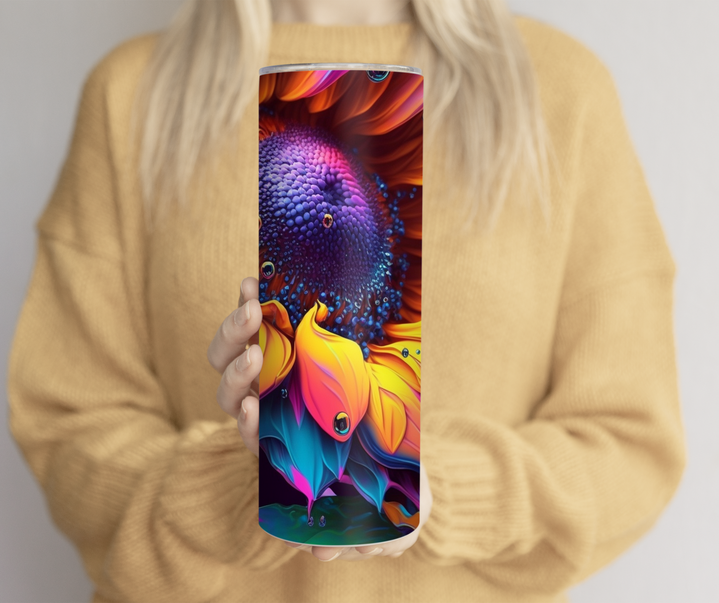 3D Colorful Psychedelic Sunflower 20oz Tumbler