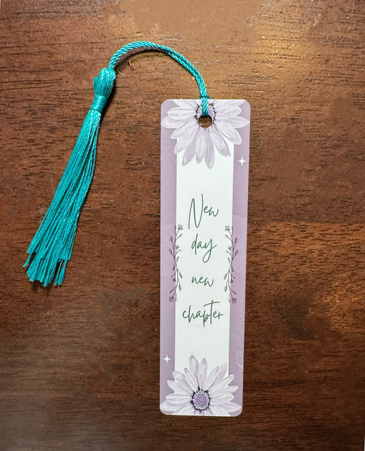 New Day New Chapter Purple Floral Bookmark - Bookmark Gift - Book Lover Gift - Readers Gift - Gift for Mom - Gift for Friends