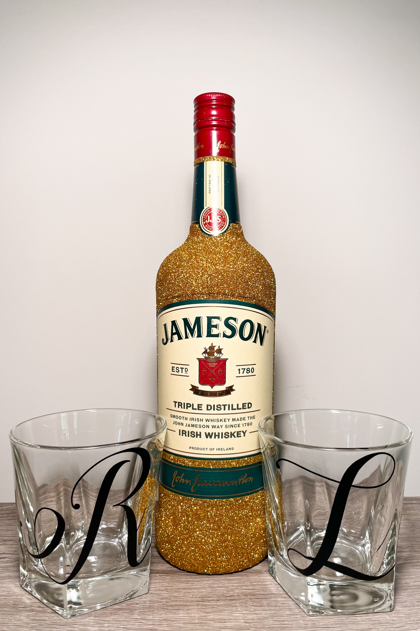 Decorative Gold Glitter Jameson Bottle