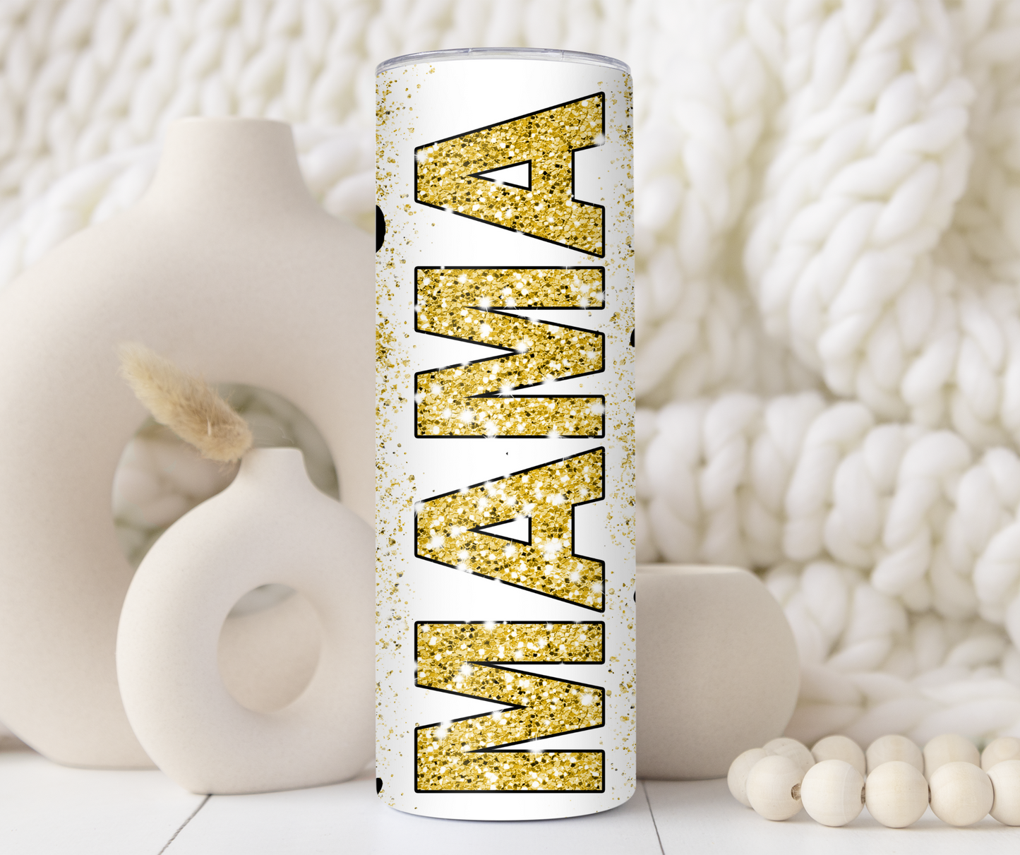 Mama Gold Glitter Leopard Print Custom Photo 20oz Tumbler