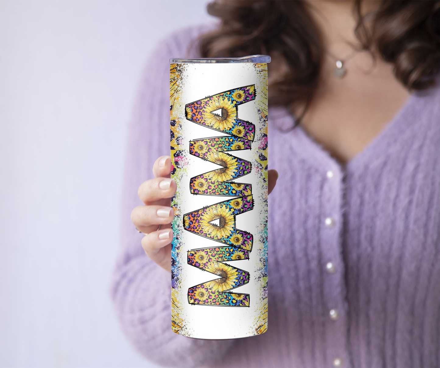 Rainbow Cheetah Print Mama Sunflower Ranch 20oz Tumbler