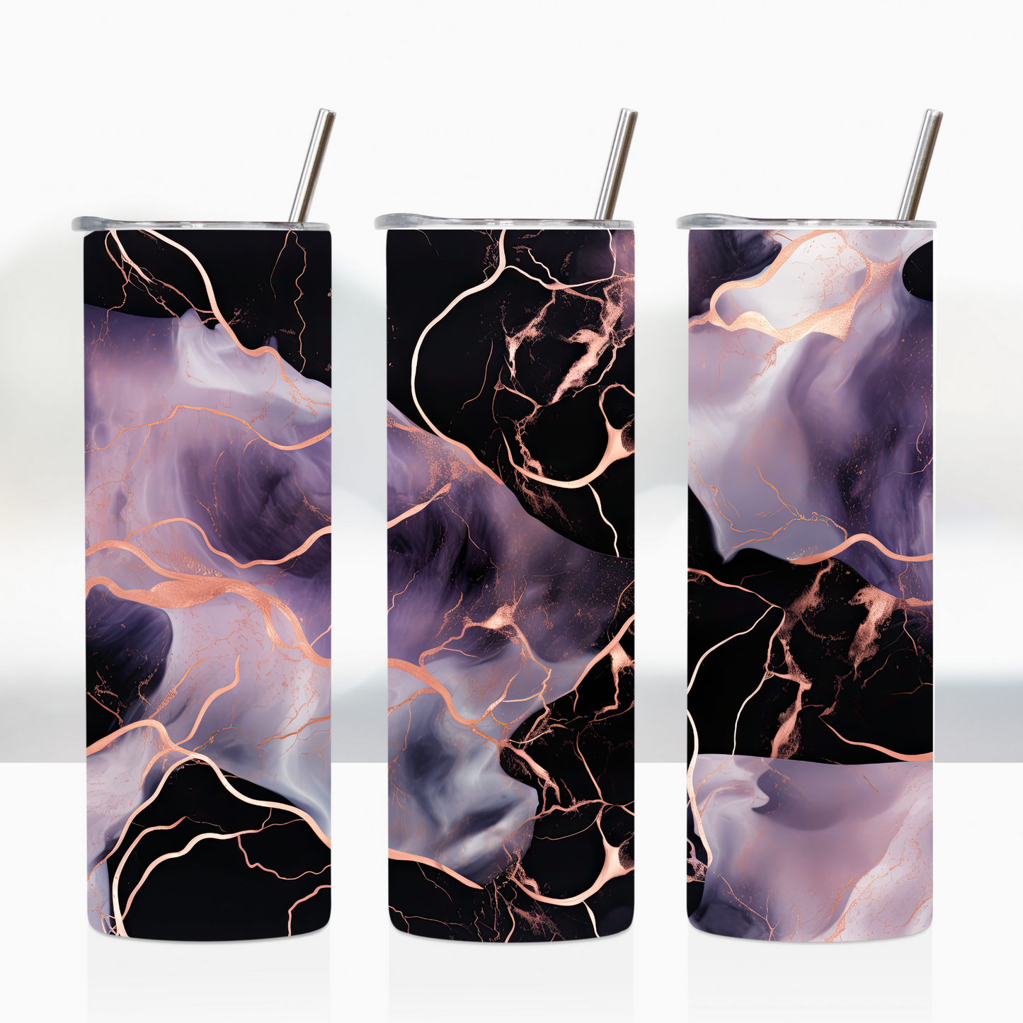 Purple, Black, and Gold Marble 20oz Tumbler