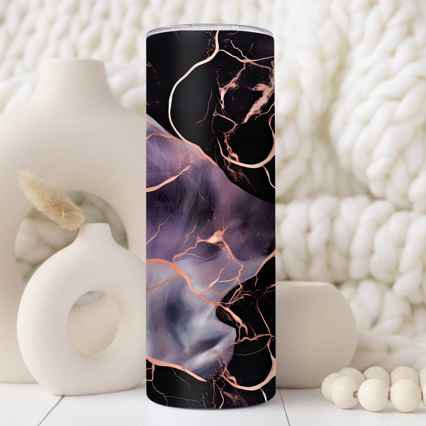 Purple, Black, and Gold Marble 20oz Tumbler