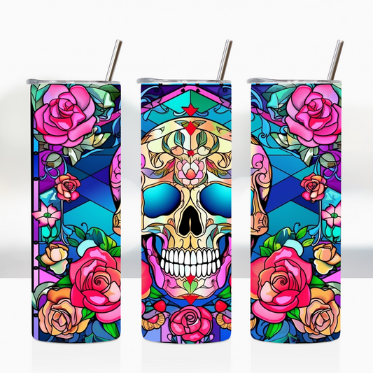 Stained Glass Colorful Skull 20oz Tumbler