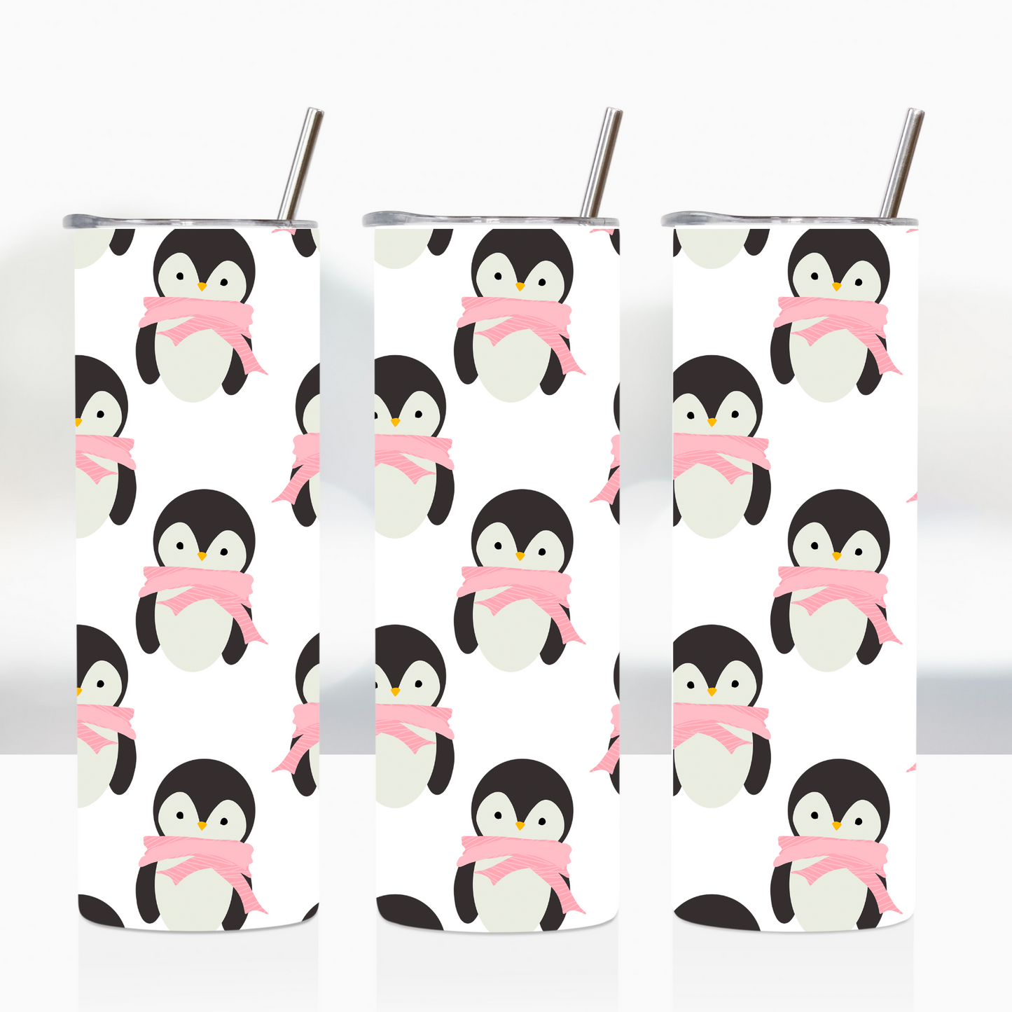 Penguins with Pink Scarf 20oz Tumbler