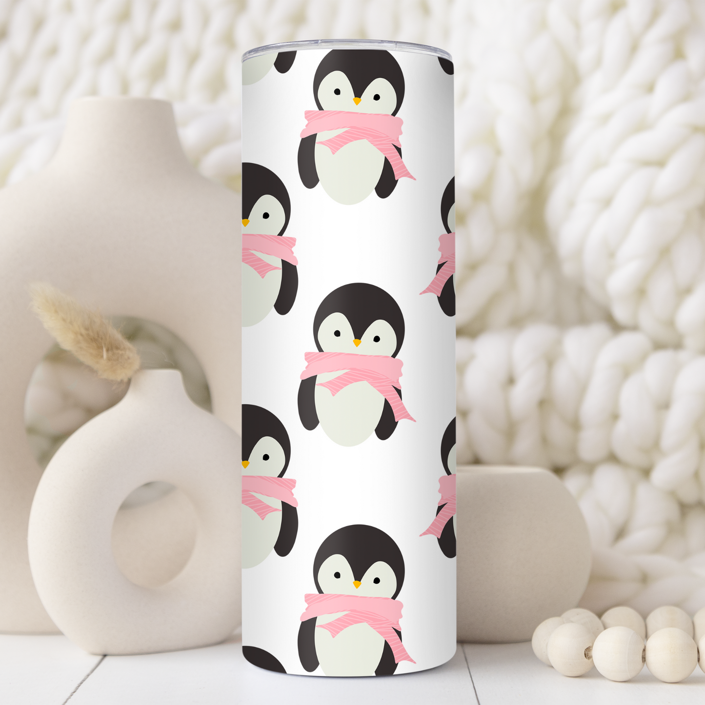 Penguins with Pink Scarf 20oz Tumbler