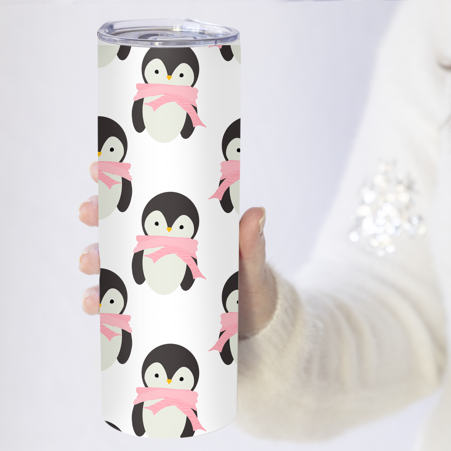 Penguins with Pink Scarf 20oz Tumbler