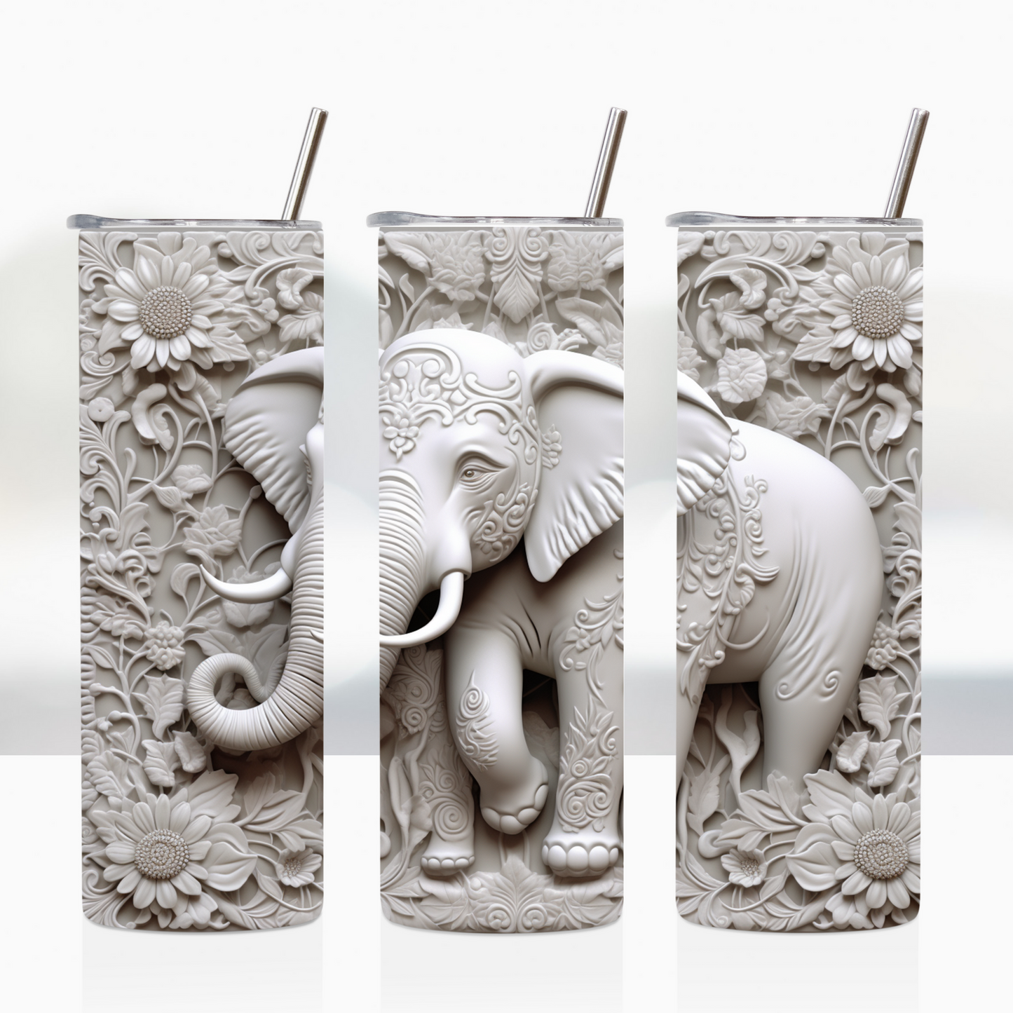 3D Tooled White Elephant 20oz Tumbler