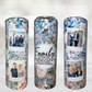 Family Blue Floral Custom Polaroid Photo 20oz Tumbler - Photo Tumblers - Custom Tumblers - Gift for Moms - Gift for Sisters - Photo Gifts